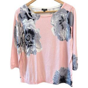 Talbots Pink Grey Floral Knit Top Plus Sz 1XP Feminine Floralcore Romantic Style